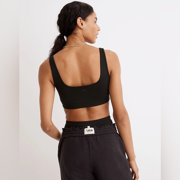 Madewell Flex Square-Neck Sports Bra in True Black - Picture 3 of 10